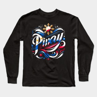 Pinay Filipino Filipina, Philippines Pride Flag Long Sleeve T-Shirt